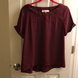 Burgundy short sleeve dress shirt